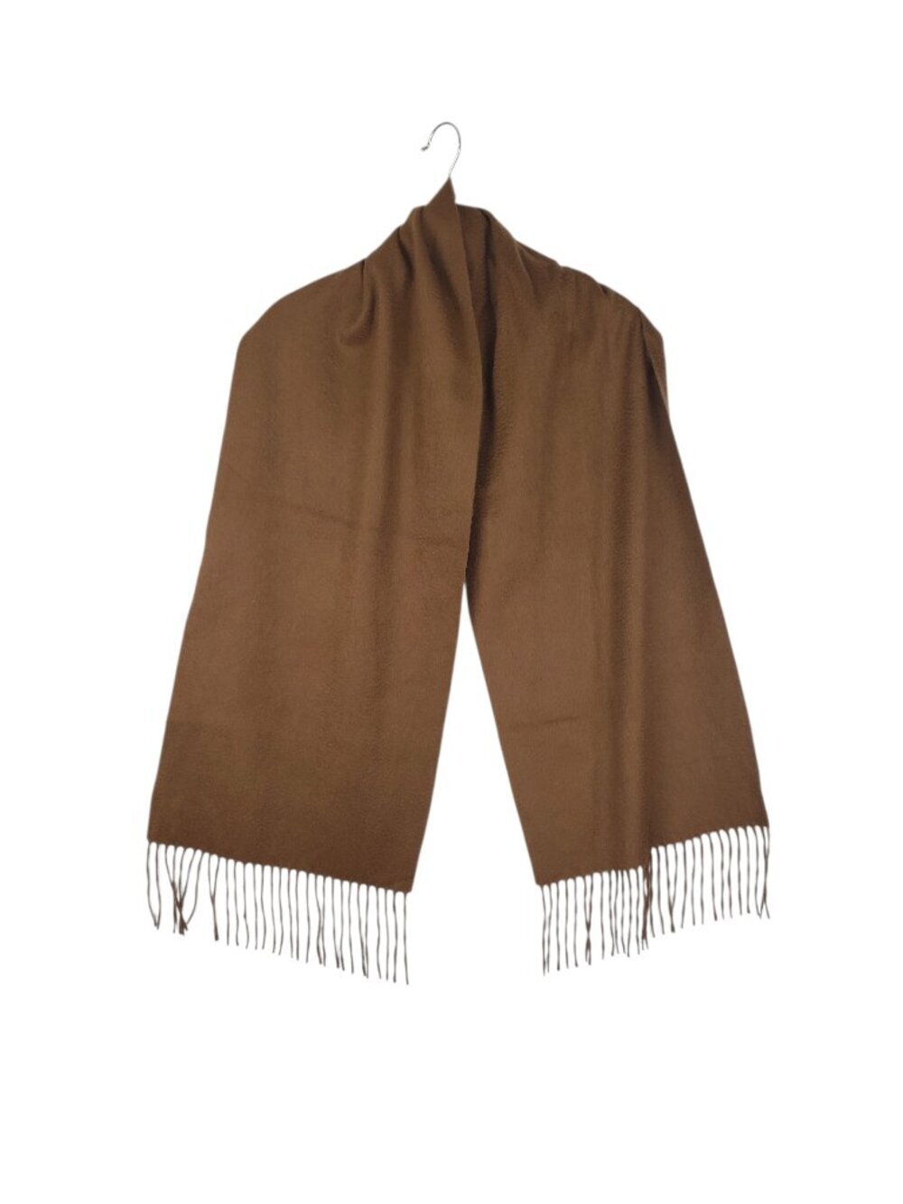 Nordstrom Brown Cashmere Rectangle Scarf Fringe Unisex Neutral Dark Camel